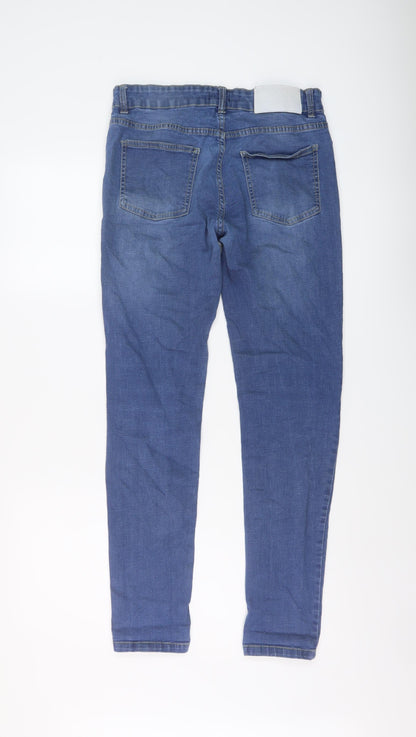 Boohoo Mens Blue Cotton Skinny Jeans Size 32 in L29 in Regular Button