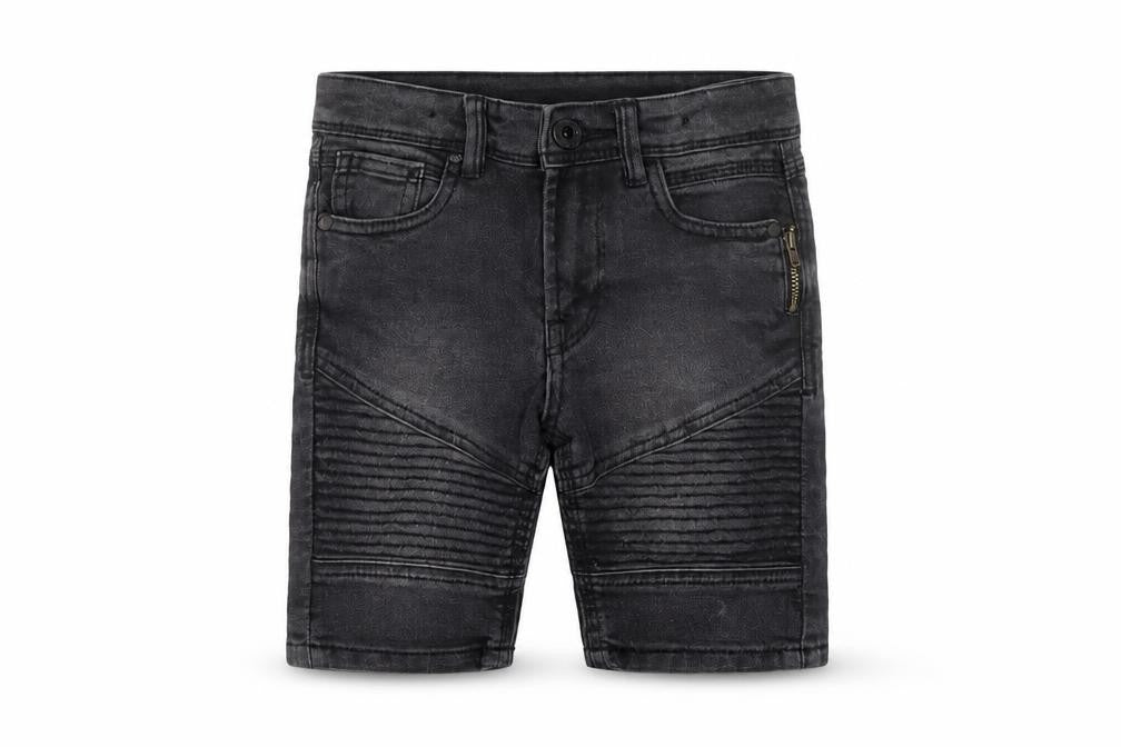 Front view of Denim & Co. boys’ green cotton bermuda shorts, size 5, years regular zip