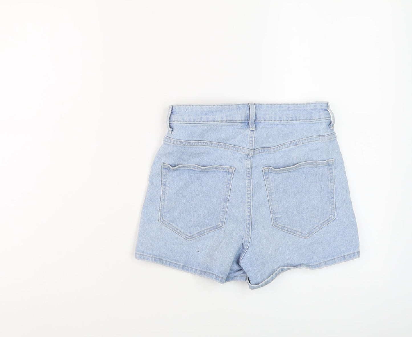 H&M Womens Blue Cotton Hot Pants Shorts Size 8 L3 in Regular Button