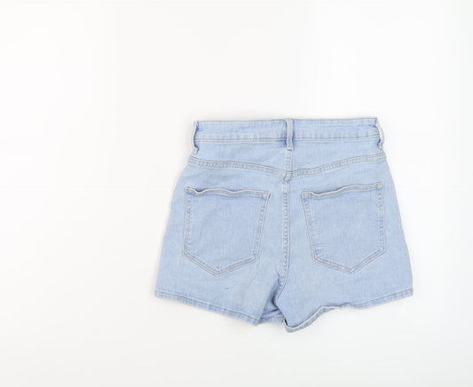 H&M Womens Blue Cotton Hot Pants Shorts Size 8 L3 in Regular Button