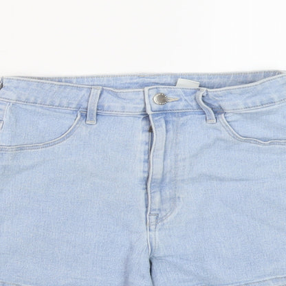 H&M Womens Blue Cotton Hot Pants Shorts Size 8 L3 in Regular Button