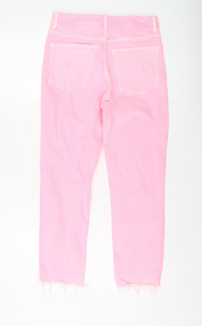 Topshop Womens Pink Cotton Cropped Jeans Size 28 in L24 in Regular Button