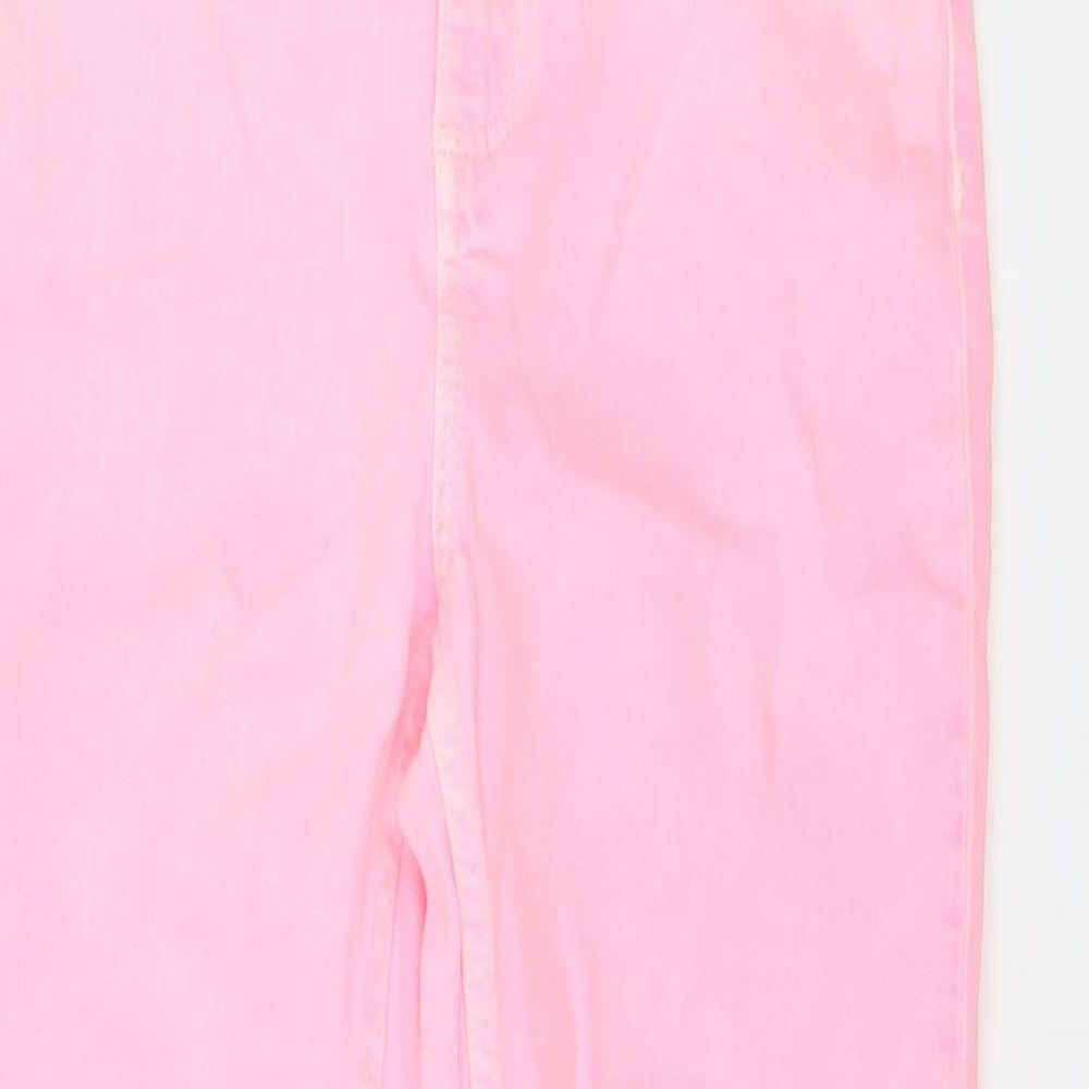 Topshop Womens Pink Cotton Cropped Jeans Size 28 in L24 in Regular Button
