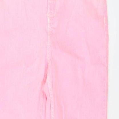 Topshop Womens Pink Cotton Cropped Jeans Size 28 in L24 in Regular Button