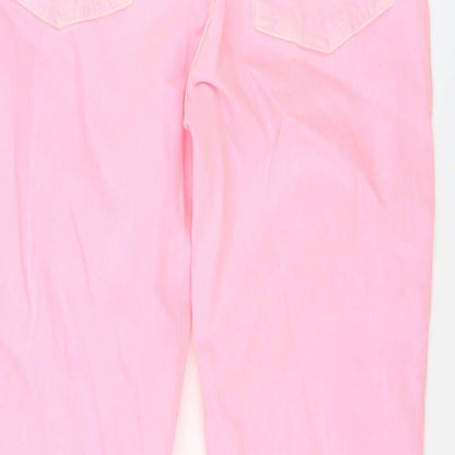 Topshop Womens Pink Cotton Cropped Jeans Size 28 in L24 in Regular Button