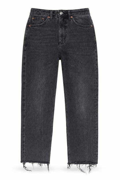Topshop Womens Grey Cotton Mom Jeans Size 28 in L24 in Regular Button