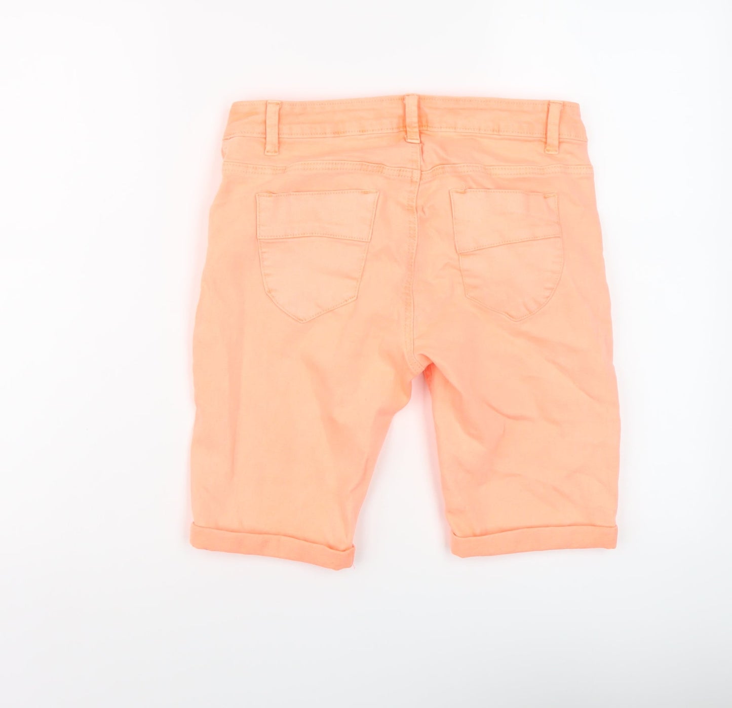 Denim & Co. Womens Orange Cotton Bermuda Shorts Size 8 L10 in Regular Button