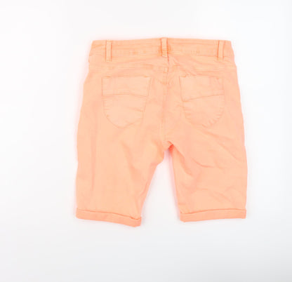 Denim & Co. Womens Orange Cotton Bermuda Shorts Size 8 L10 in Regular Button