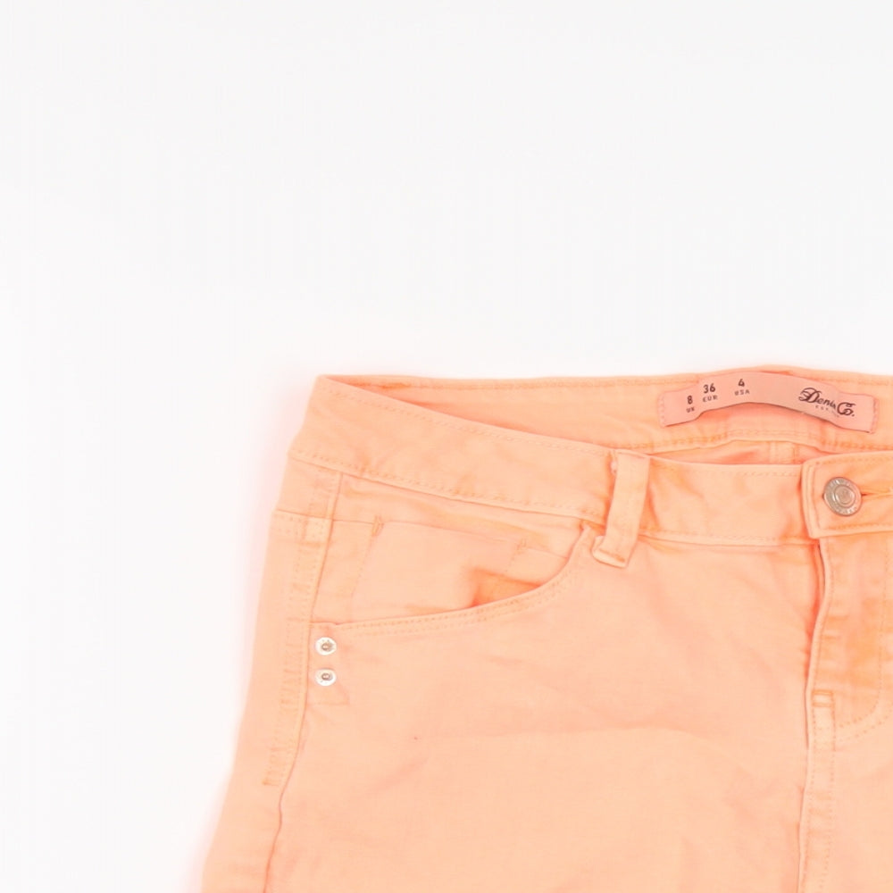 Denim & Co. Womens Orange Cotton Bermuda Shorts Size 8 L10 in Regular Button