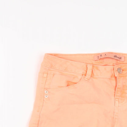 Denim & Co. Womens Orange Cotton Bermuda Shorts Size 8 L10 in Regular Button