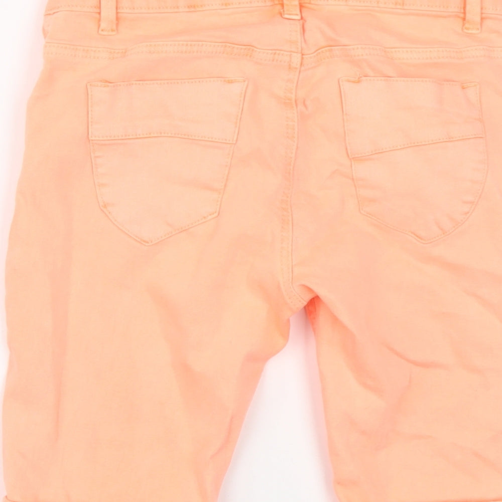 Denim & Co. Womens Orange Cotton Bermuda Shorts Size 8 L10 in Regular Button