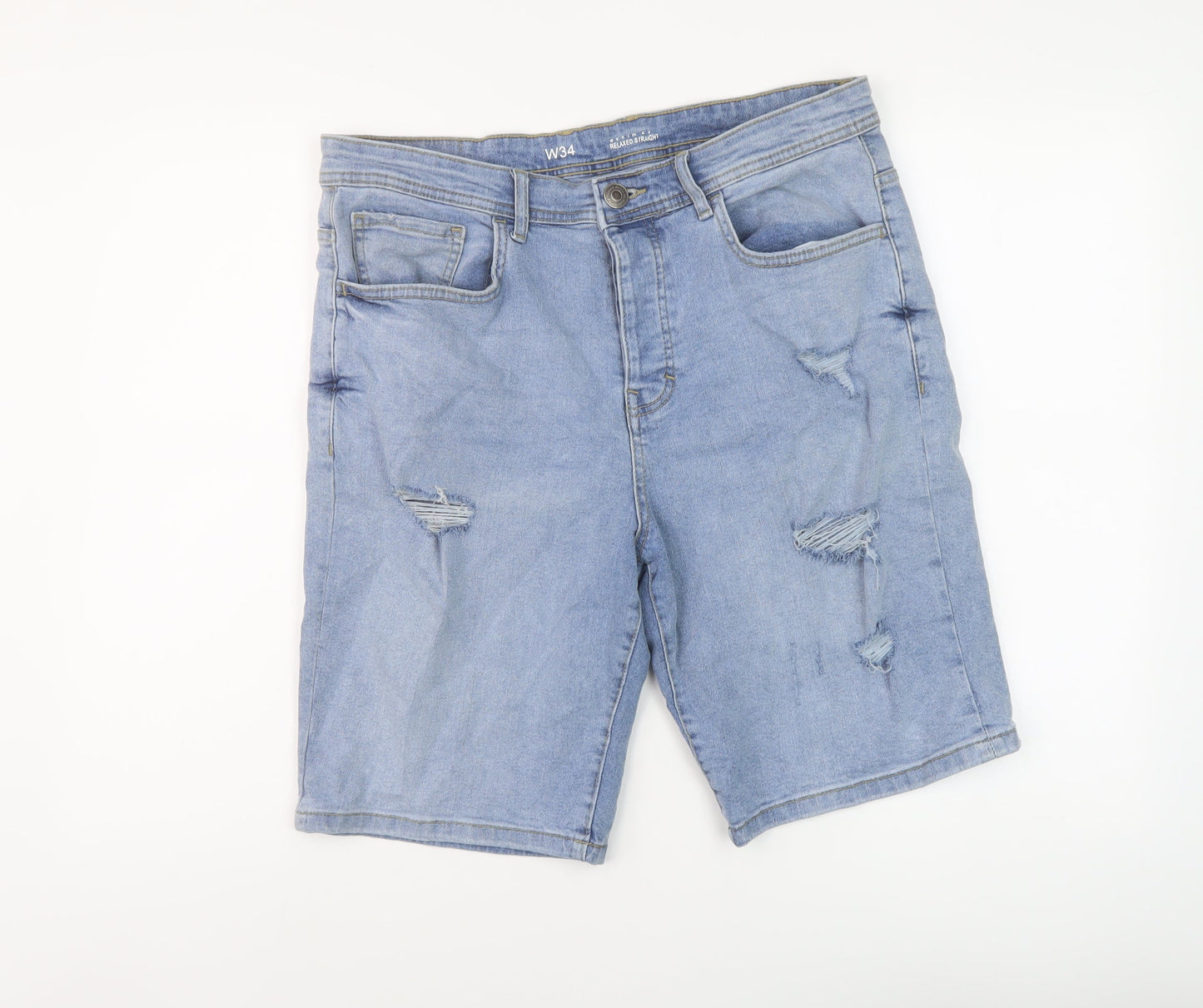 Denim & Co. Mens Blue Cotton Bermuda Shorts Size 34 in L10 in Regular Button