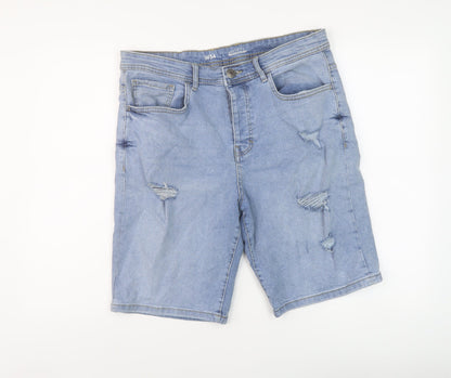 Denim & Co. Mens Blue Cotton Bermuda Shorts Size 34 in L10 in Regular Button