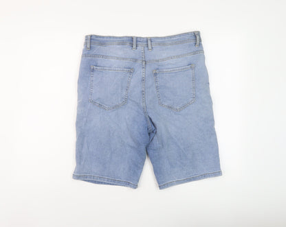 Denim & Co. Mens Blue Cotton Bermuda Shorts Size 34 in L10 in Regular Button