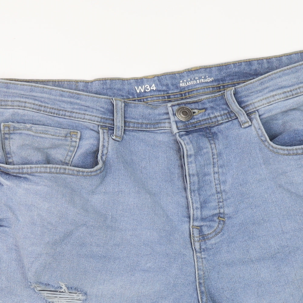 Denim & Co. Mens Blue Cotton Bermuda Shorts Size 34 in L10 in Regular Button