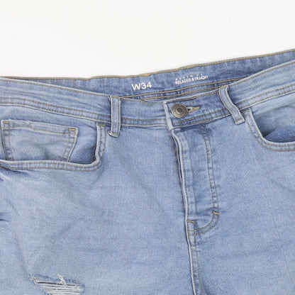 Denim & Co. Mens Blue Cotton Bermuda Shorts Size 34 in L10 in Regular Button