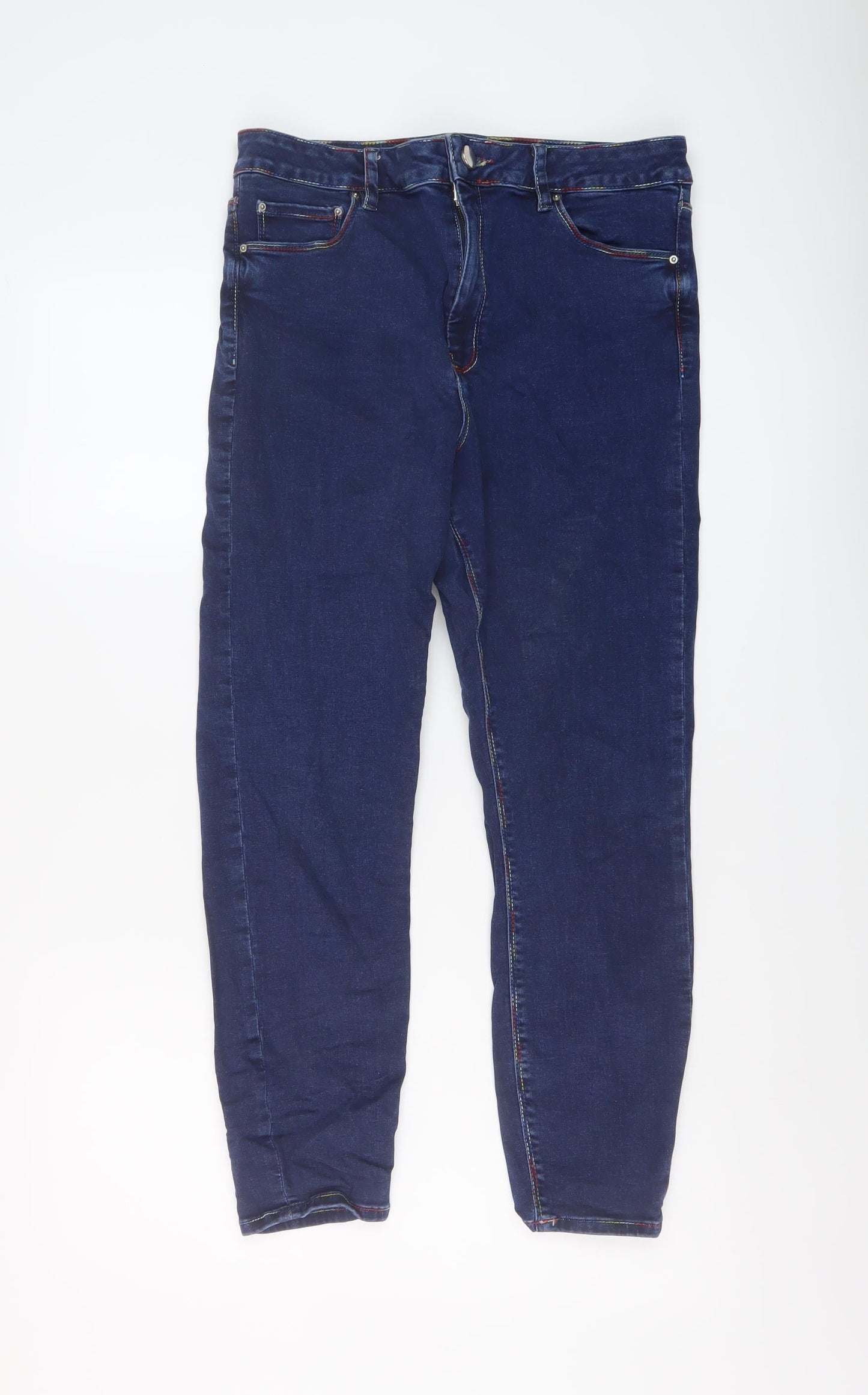 ASOS Womens Blue Cotton Skinny Jeans Size 32 in L25 in Regular Button