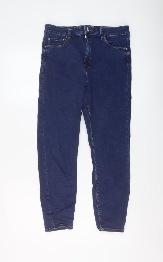 ASOS Womens Blue Cotton Skinny Jeans Size 32 in L25 in Regular Button