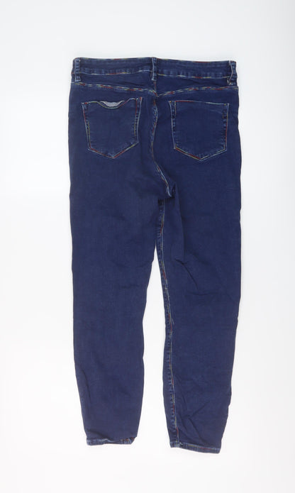 ASOS Womens Blue Cotton Skinny Jeans Size 32 in L25 in Regular Button