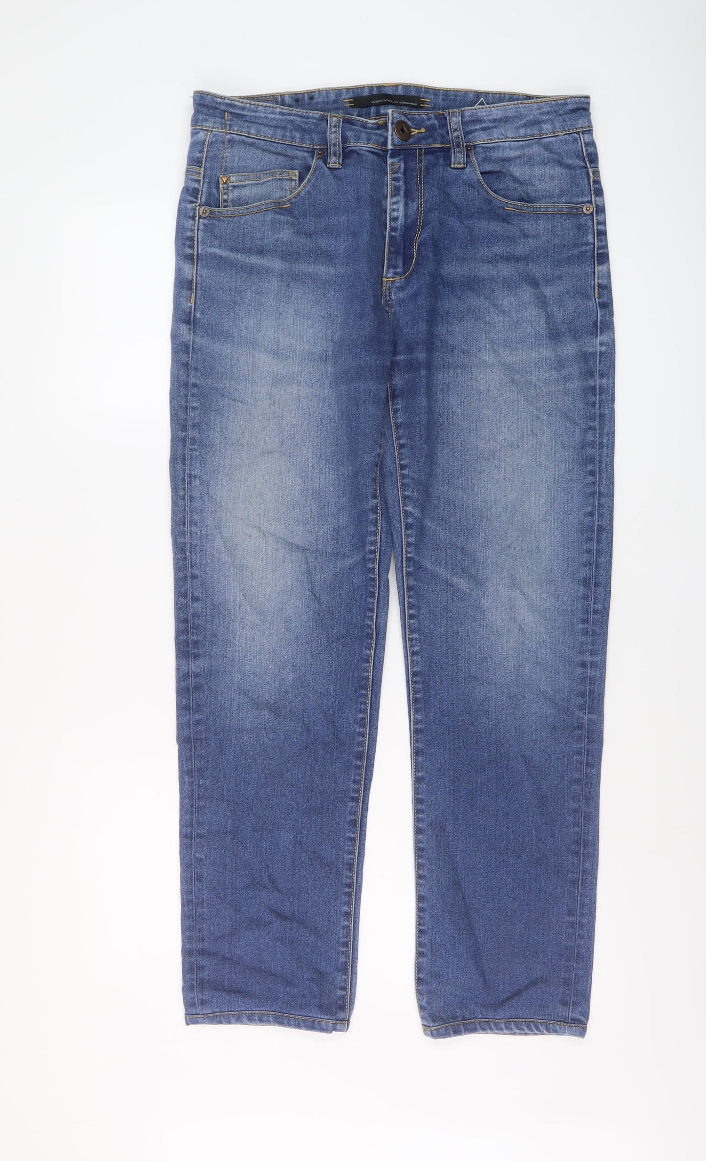 Kenvelo Womens Black Cotton Straight Jeans Size 32 in L32 in Slim Button
