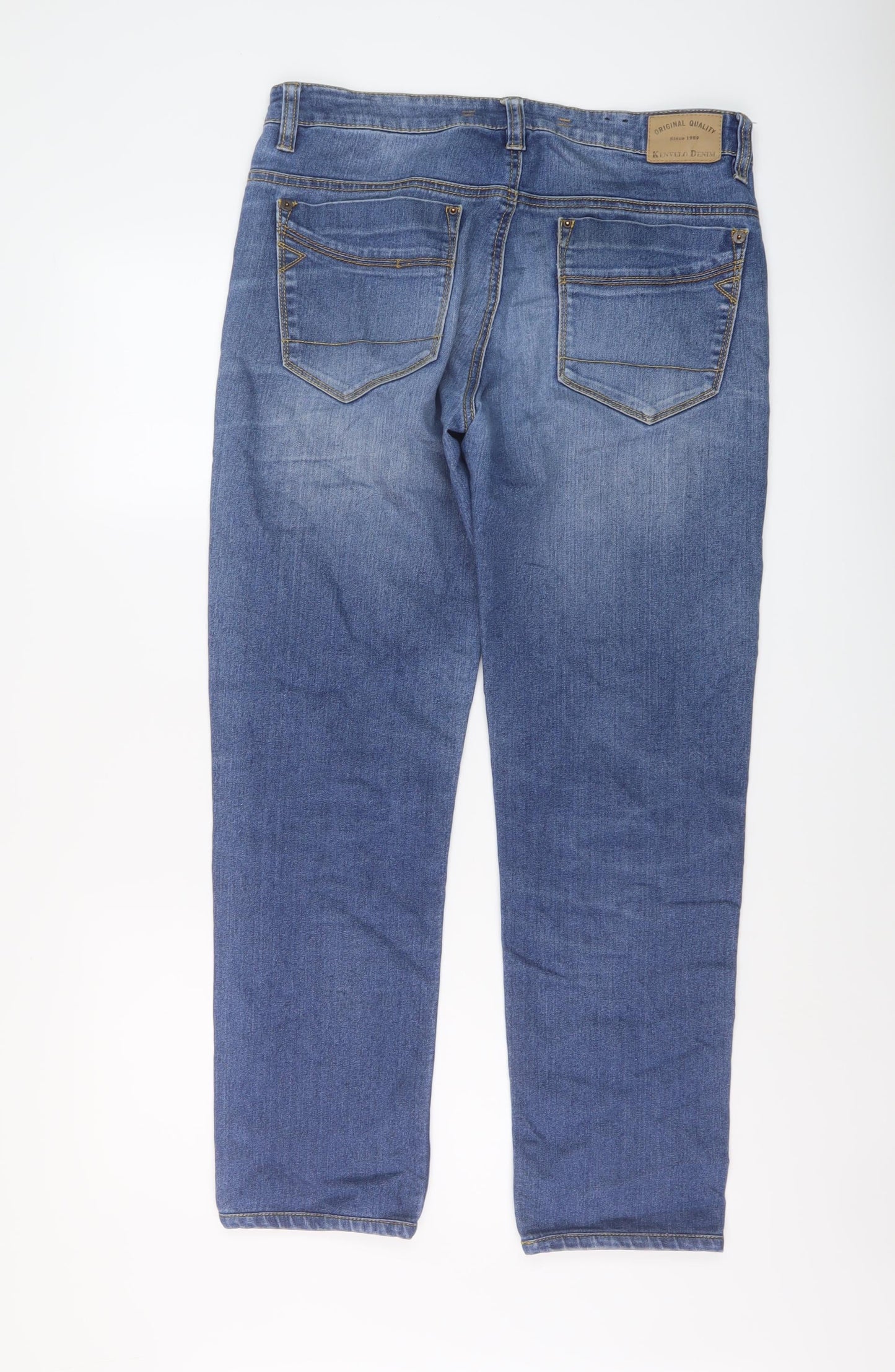 Kenvelo Womens Black Cotton Straight Jeans Size 32 in L32 in Slim Button