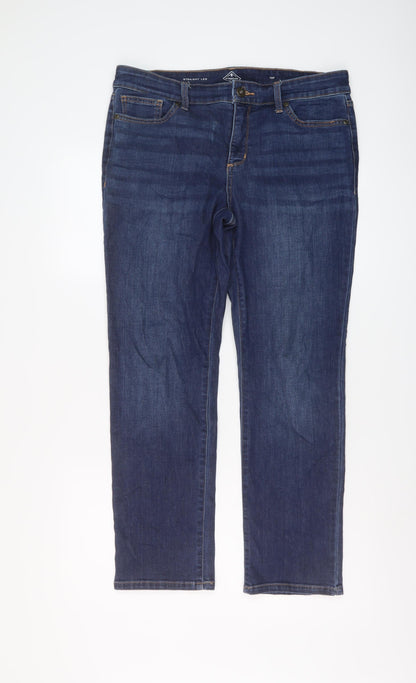 John's Bay Womens Blue Cotton Straight Jeans Size 10 L27 in Regular Button