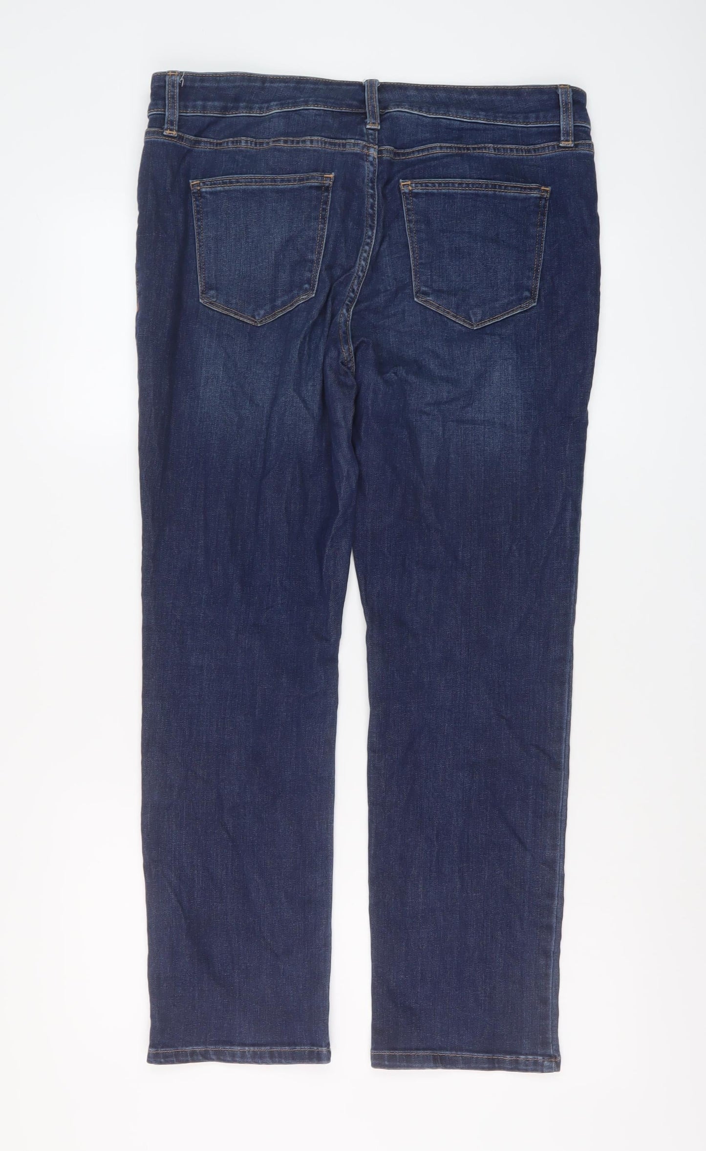 John's Bay Womens Blue Cotton Straight Jeans Size 10 L27 in Regular Button
