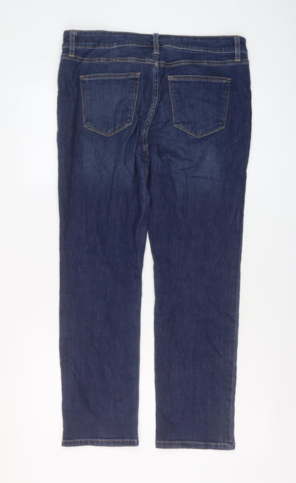 John's Bay Womens Blue Cotton Straight Jeans Size 10 L27 in Regular Button
