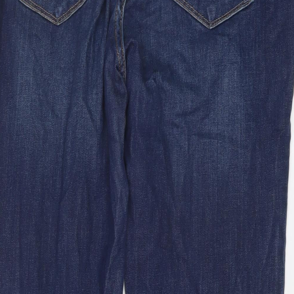 John's Bay Womens Blue Cotton Straight Jeans Size 10 L27 in Regular Button