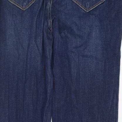 John's Bay Womens Blue Cotton Straight Jeans Size 10 L27 in Regular Button