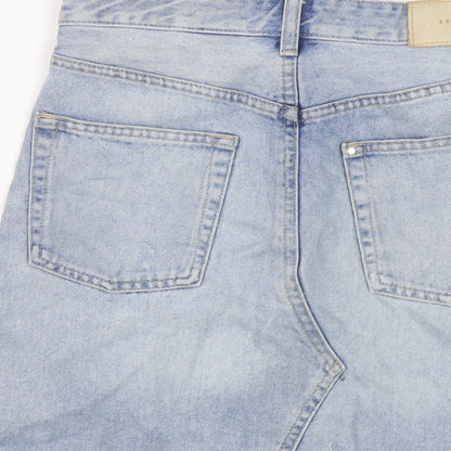 H&M Womens Blue Cotton A-Line Skirt Size 6 Button