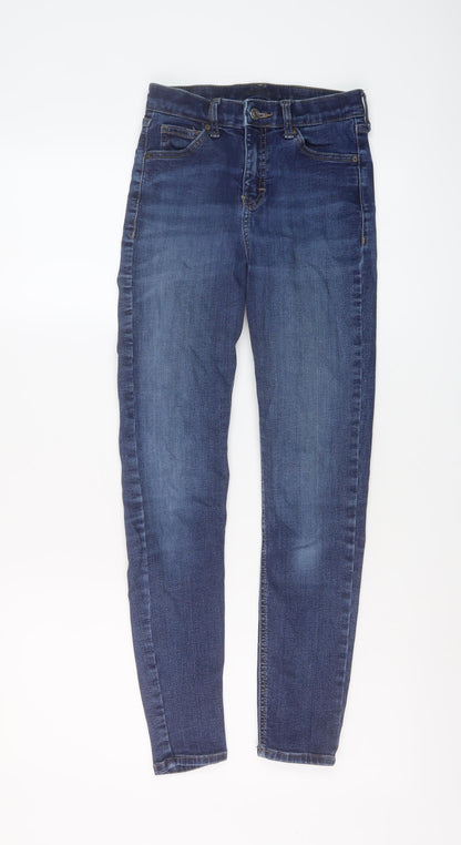 Topshop Womens Blue Cotton Skinny Jeans Size 26 L26 in Regular Button