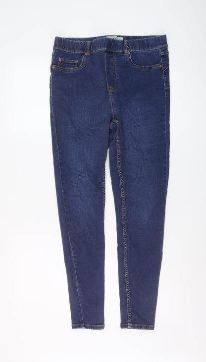 New Look Womens Blue Cotton Skinny Jeans Size 12 L27 in Regular