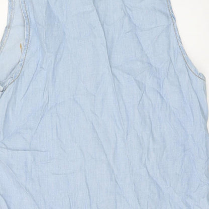 Missguided Womens Blue Cotton Playsuit One-Piece Size 10 Snap