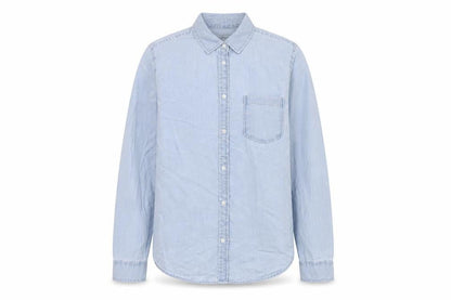 Denim & Co. Womens Blue Cotton Basic Button-Up Size 12 Collared