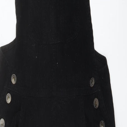 Fat Facve Womens Black Cotton Dungaree One-Piece Size 6 Buckle