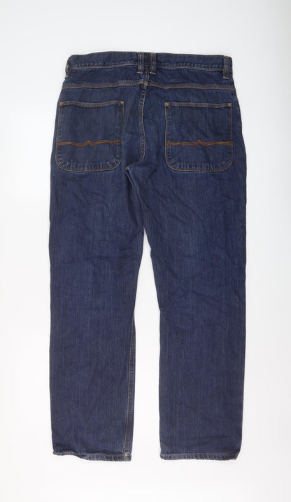 ASOS Mens Blue Cotton Straight Jeans Size 31 in L30 in Regular Button