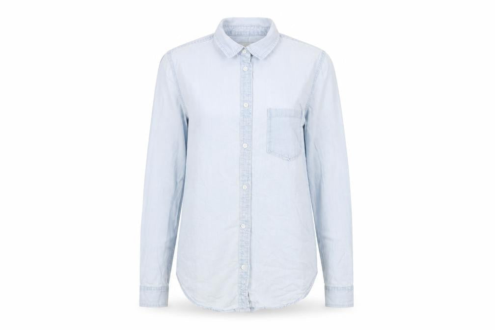 Womens UK Size 8 Denim & Co. Blue Basic Button-Up