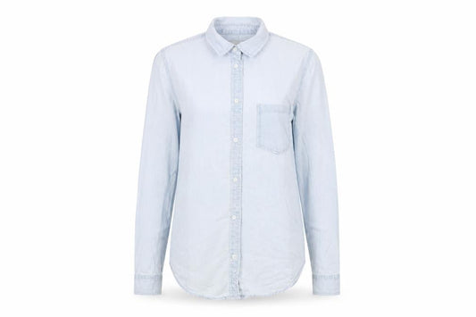 Womens UK Size 8 Denim & Co. Blue Basic Button-Up