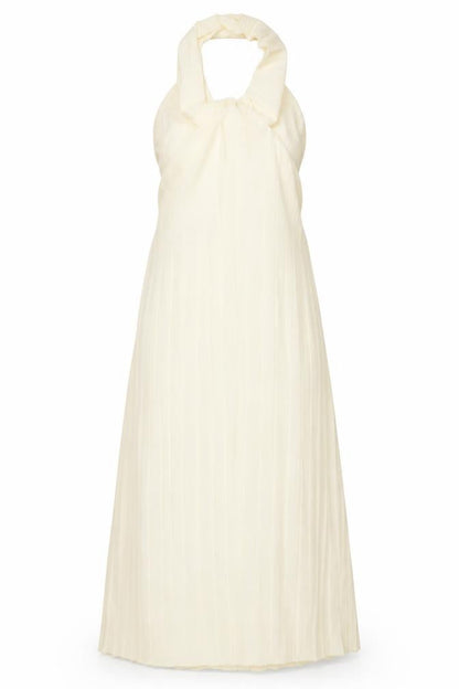 Zara Womens Yellow Polyester Maxi Size S Halter Pullover - Pleated Backless