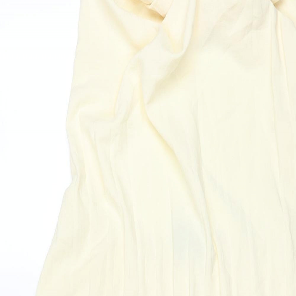 Zara Womens Yellow Polyester Maxi Size S Halter Pullover - Pleated Backless