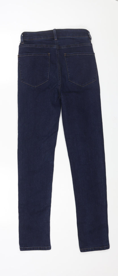 Marks and Spencer Mens Blue Cotton Skinny Jeans Size 24 in L27 in Regular Zip