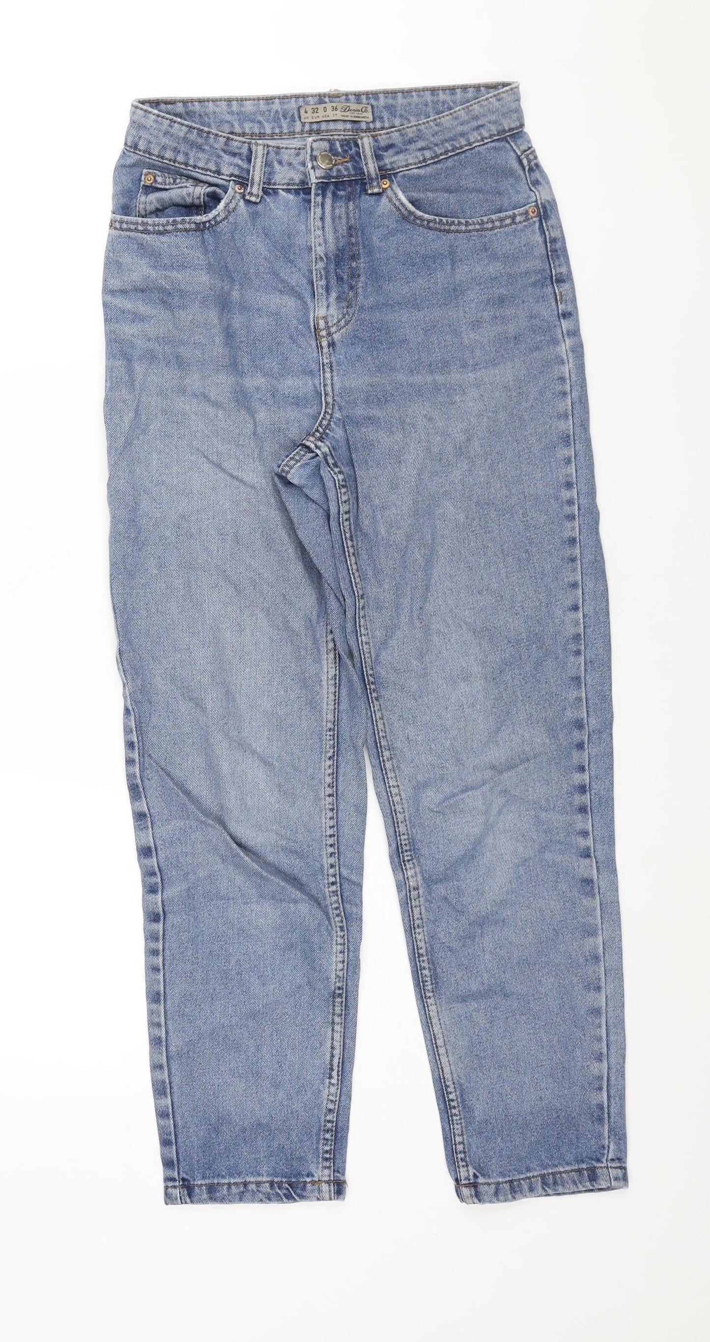 Denim & Co. Womens Blue Cotton Mom Jeans Size 4 L27 in Regular Zip