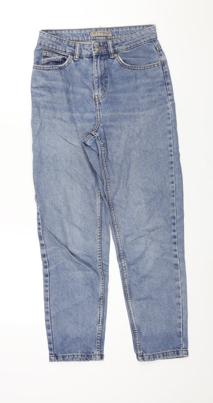 Denim & Co. Womens Blue Cotton Mom Jeans Size 4 L27 in Regular Zip