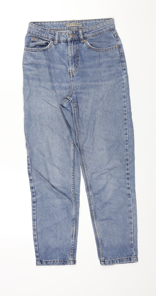 Denim & Co. Womens Blue Cotton Mom Jeans Size 4 L27 in Regular Zip