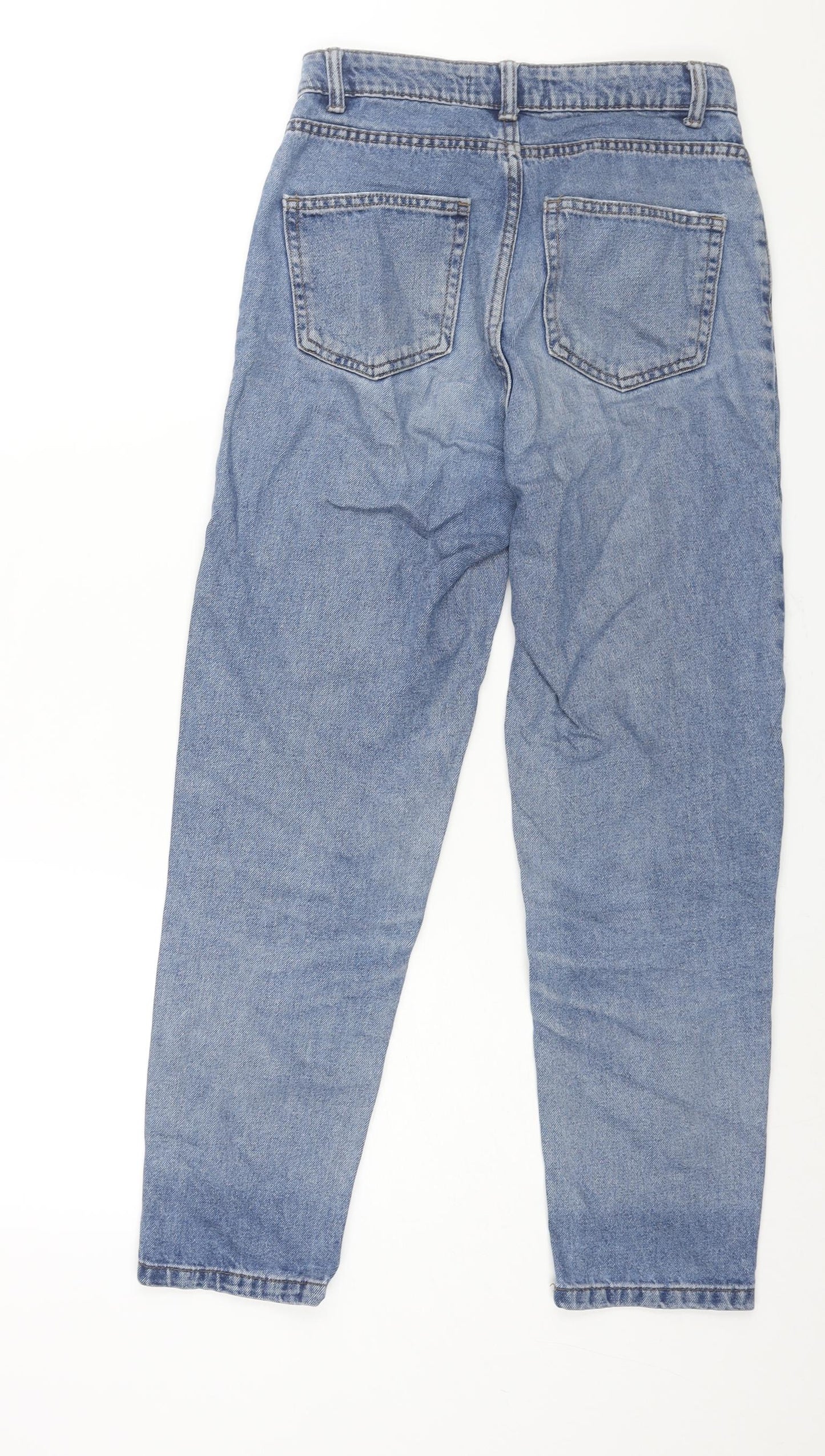 Denim & Co. Womens Blue Cotton Mom Jeans Size 4 L27 in Regular Zip