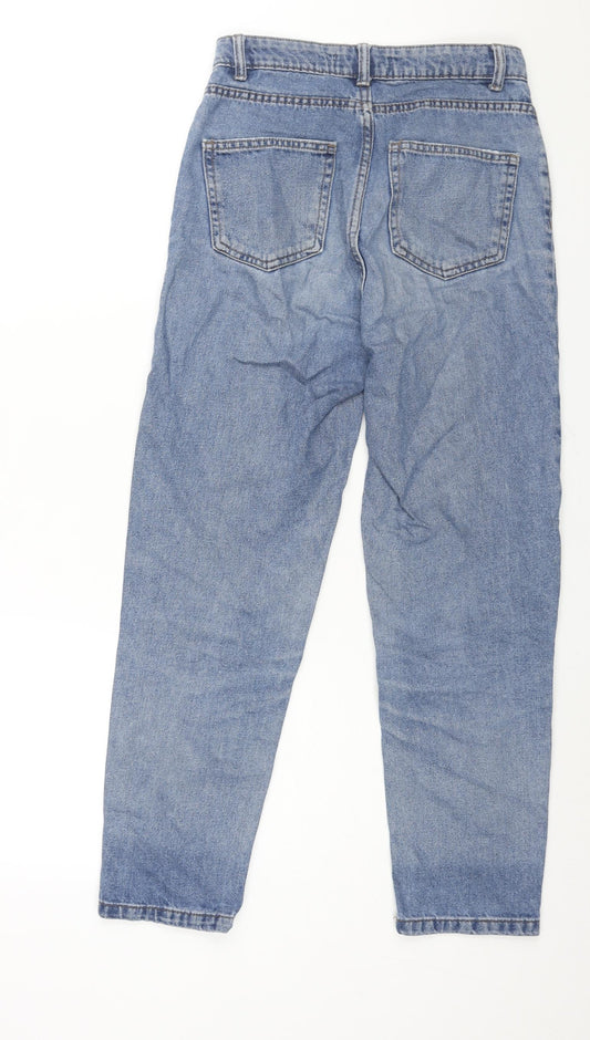 Denim & Co. Womens Blue Cotton Mom Jeans Size 4 L27 in Regular Zip