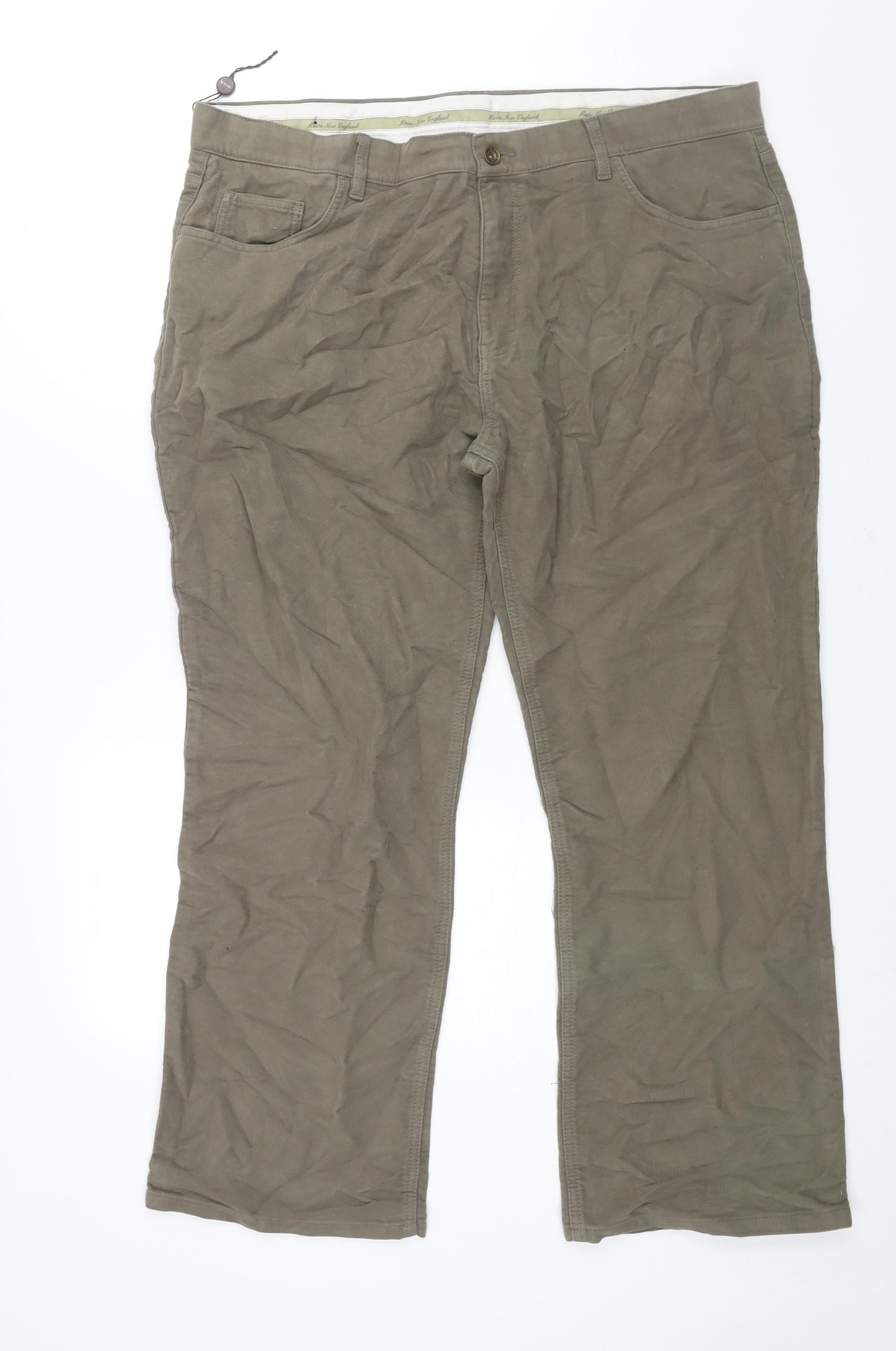 Maine New England Mens Green Cotton Trousers Size 42 in L30 in Regular Zip
