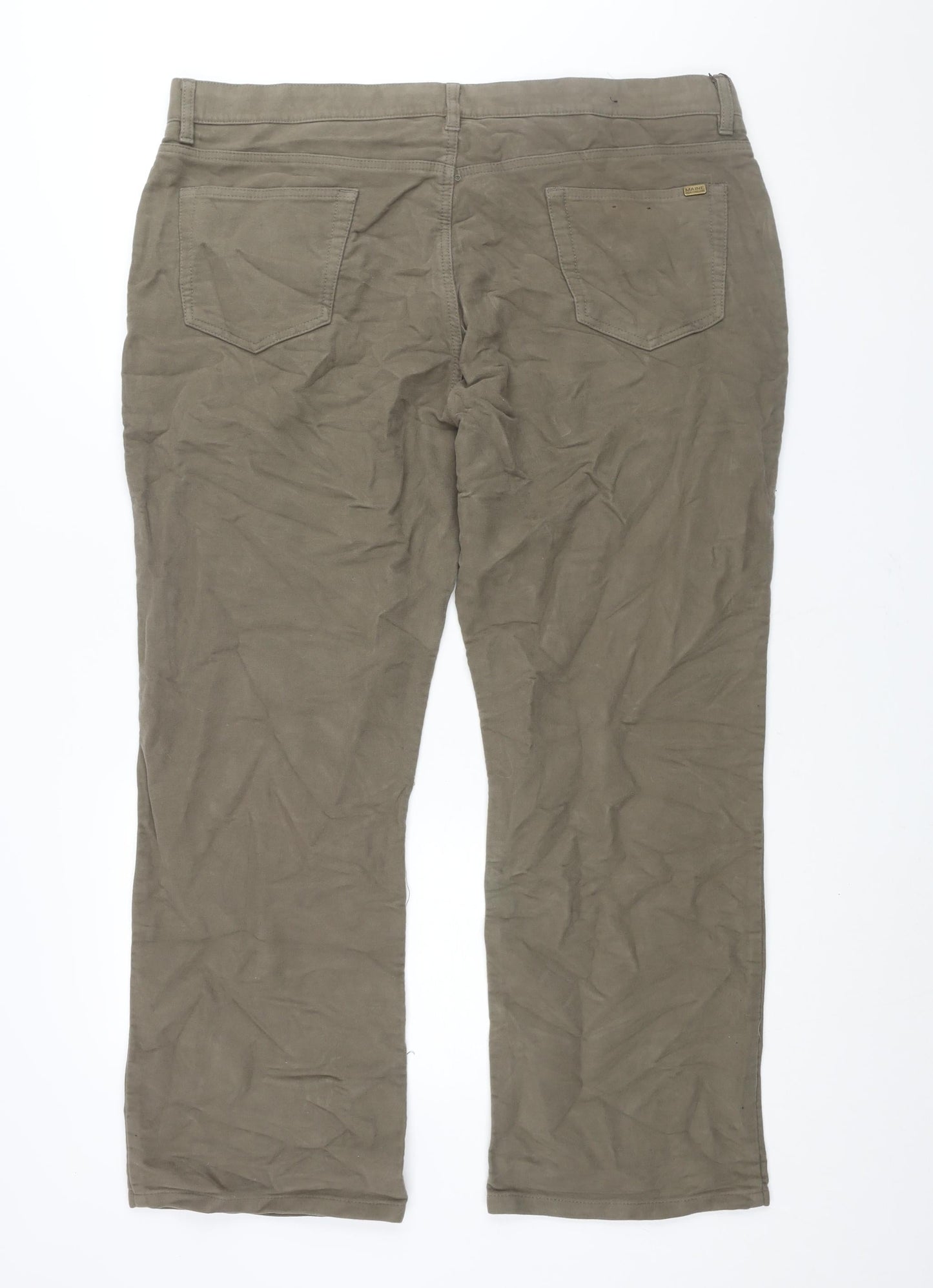 Maine New England Mens Green Cotton Trousers Size 42 in L30 in Regular Zip