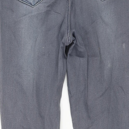 George Womens Grey Cotton Skinny Jeans Size 12 L29 in Regular Zip - Eyelet Lace Up Pocket